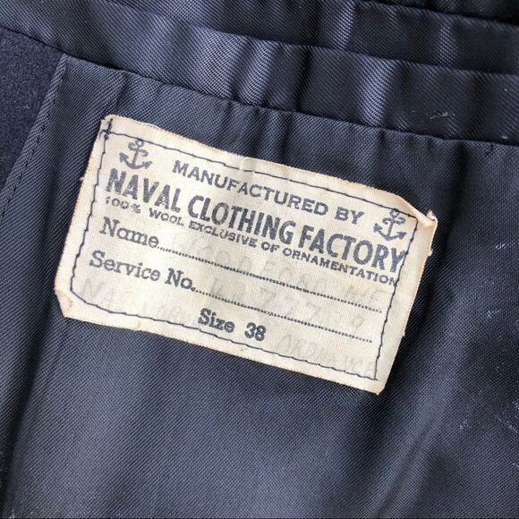 #P6 Vintage WWII Era US Navy Naval Military wool pea coat size 38 - Picture 4 of 8